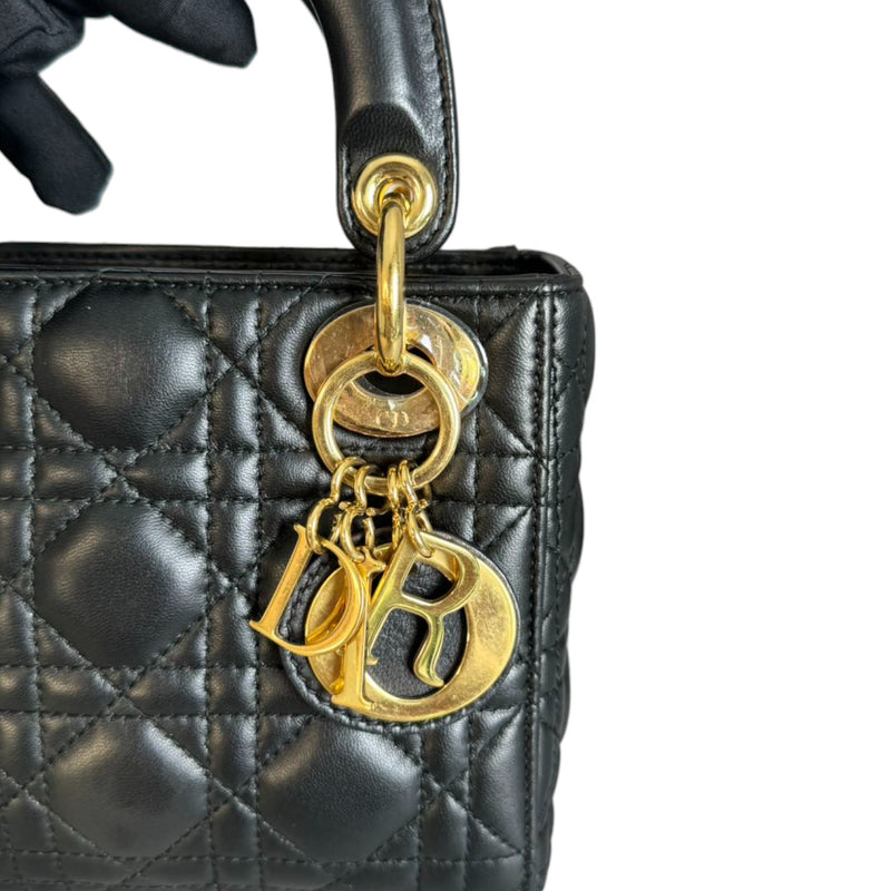 Lady Dior Mini Lambskin Cannage Black GHW