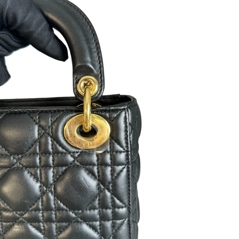 Lady Dior Mini Lambskin Cannage Black GHW