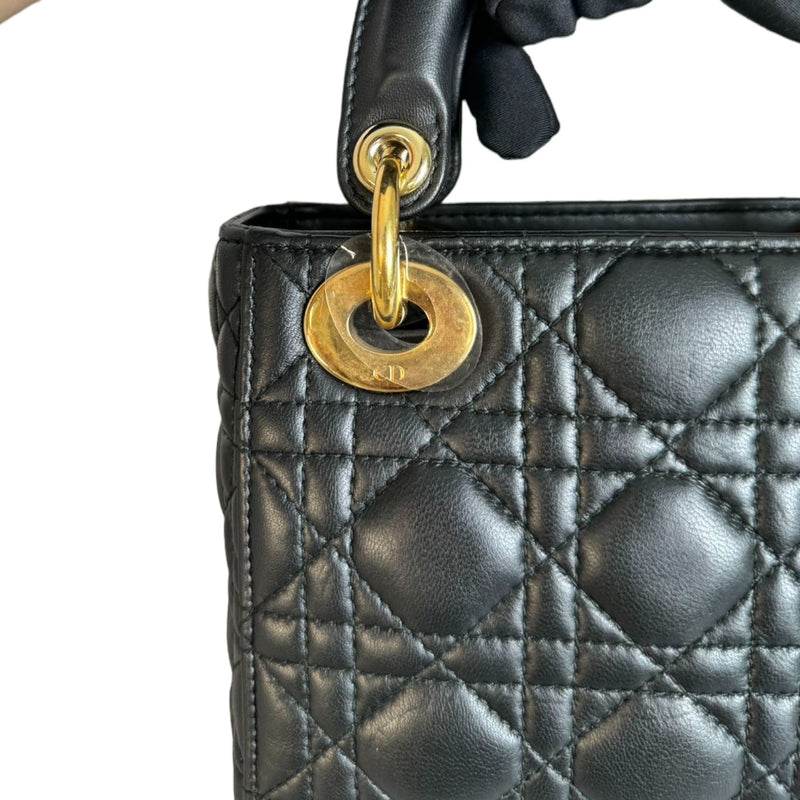 Lady Dior Mini Lambskin Cannage Black GHW