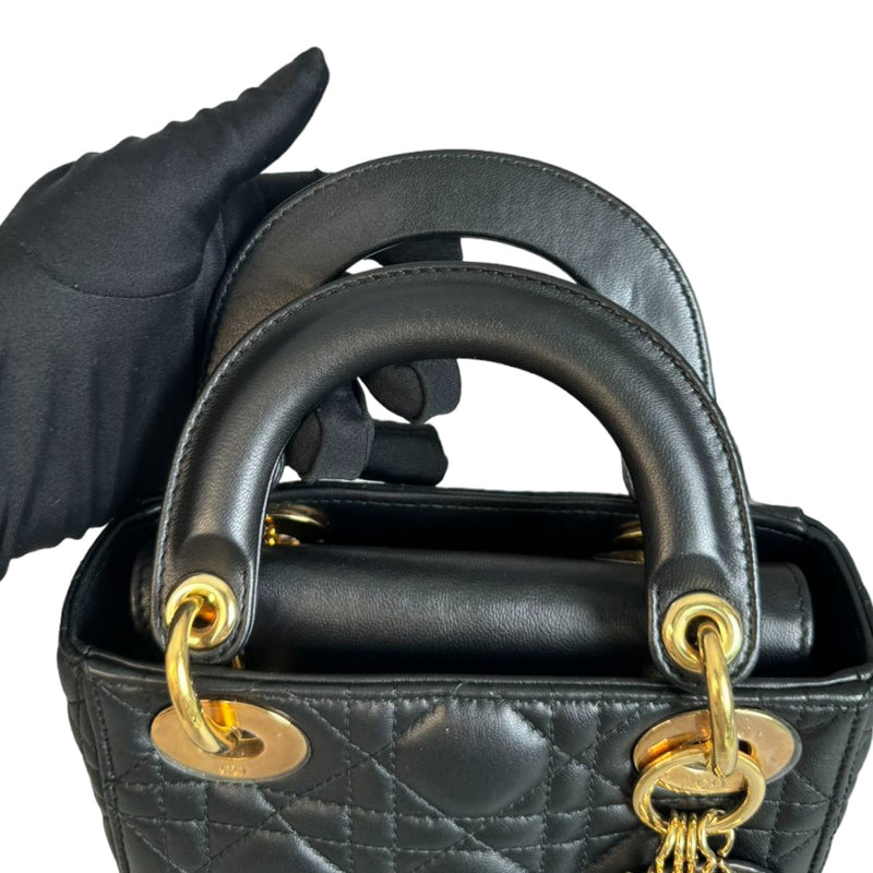 Lady Dior Mini Lambskin Cannage Black GHW