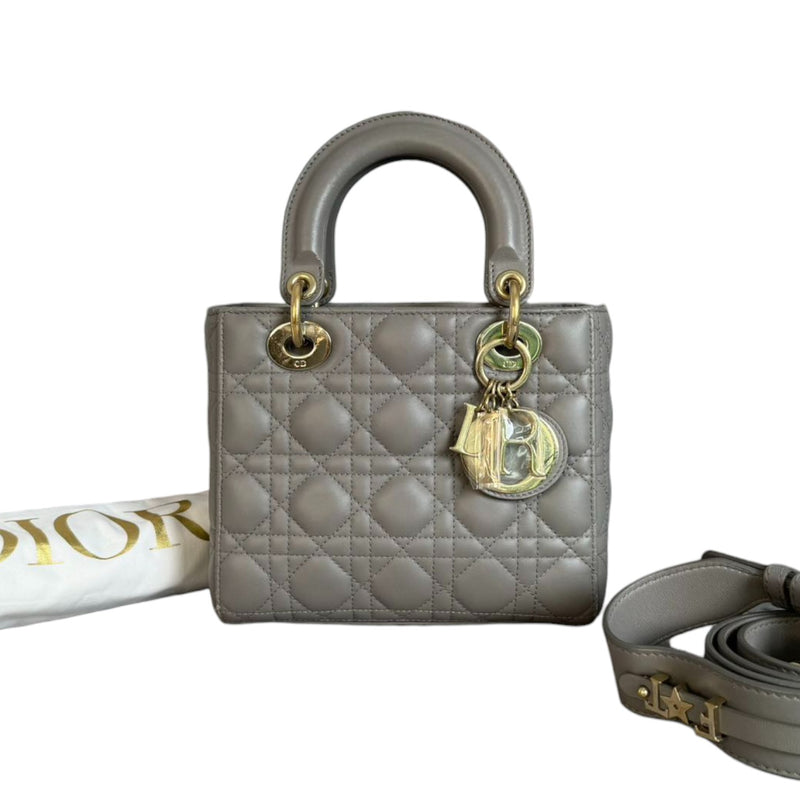 ABCDior Lady Dior Small Lambskin Quilted Grey GHW