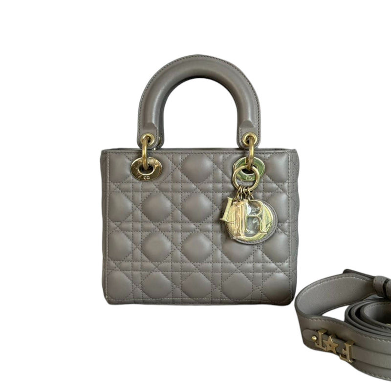 ABCDior Lady Dior Small Lambskin Quilted Grey GHW