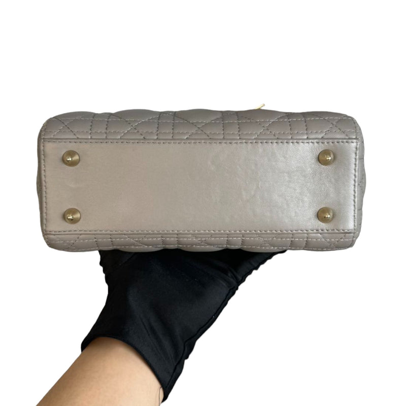 ABCDior Lady Dior Small Lambskin Quilted Grey GHW