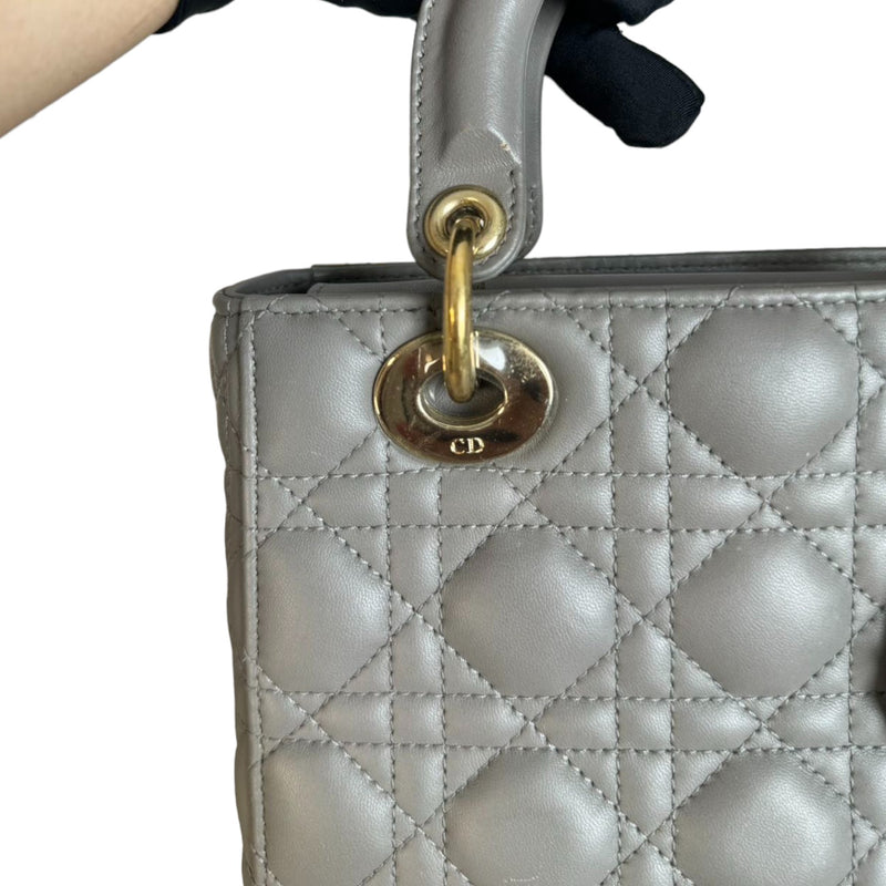 ABCDior Lady Dior Small Lambskin Quilted Grey GHW