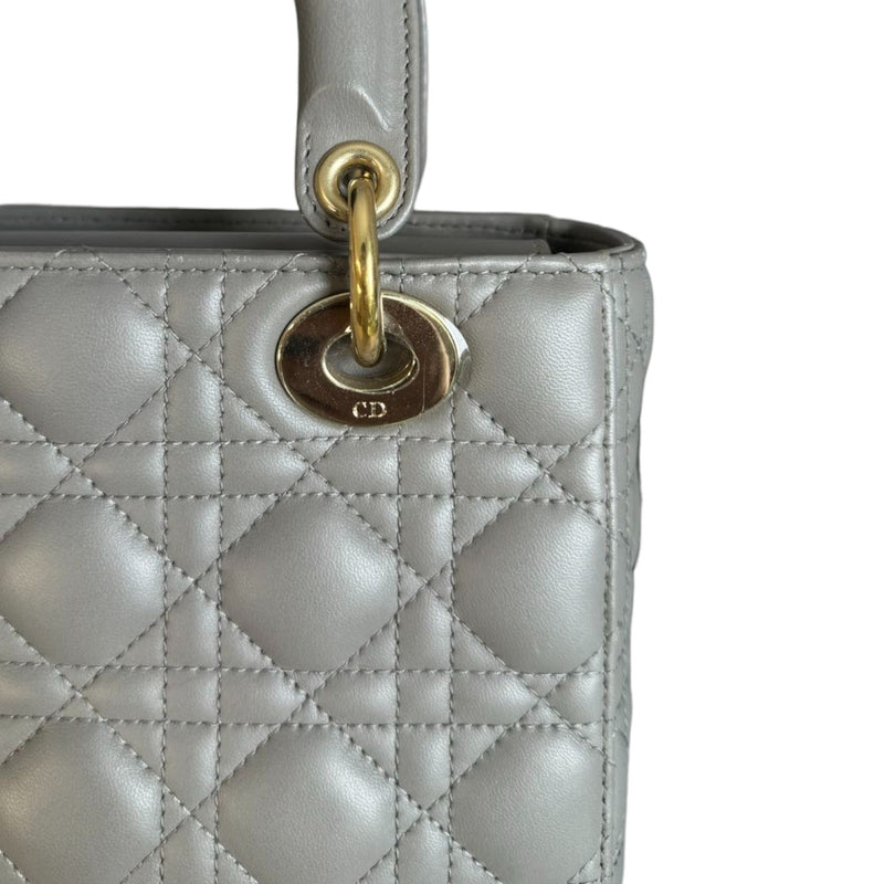 ABCDior Lady Dior Small Lambskin Quilted Grey GHW