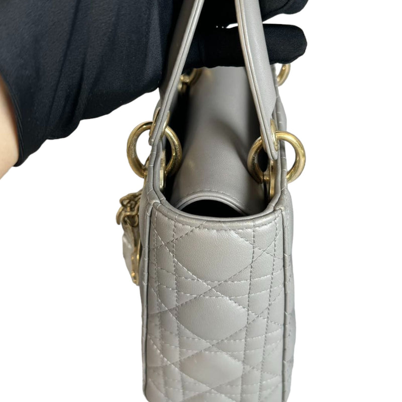 ABCDior Lady Dior Small Lambskin Quilted Grey GHW