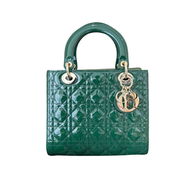 Lady Dior Medium Patent Green GHW