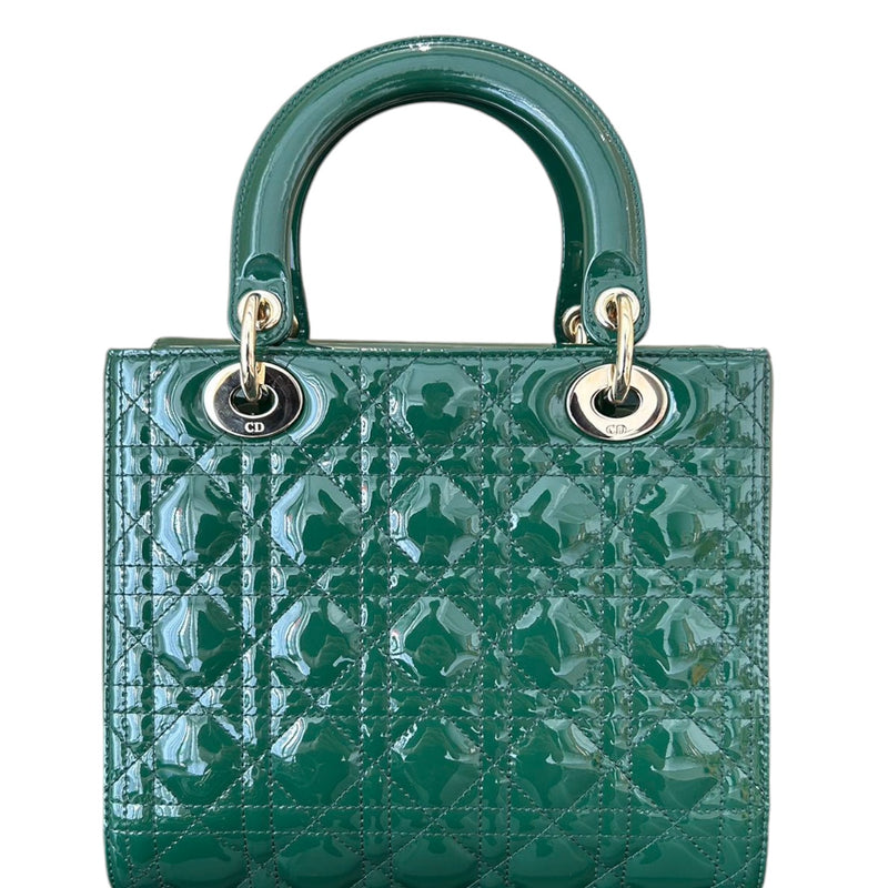 Lady Dior Medium Patent Green GHW