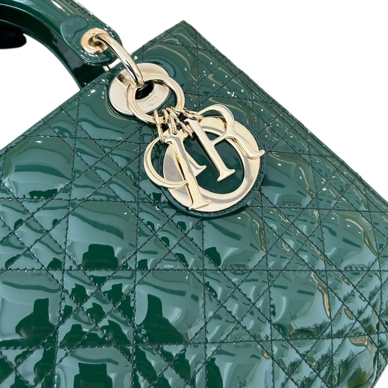 Lady Dior Medium Patent Green GHW