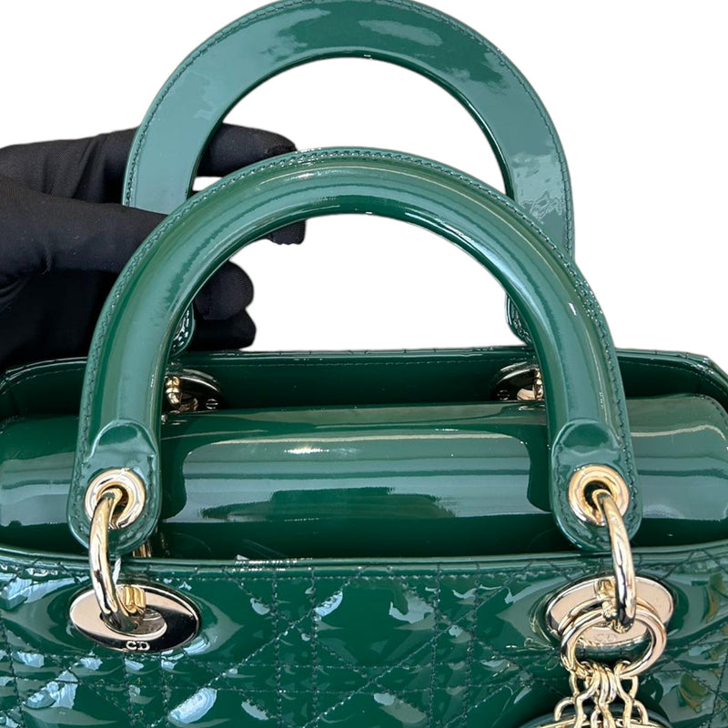 Lady Dior Medium Patent Green GHW