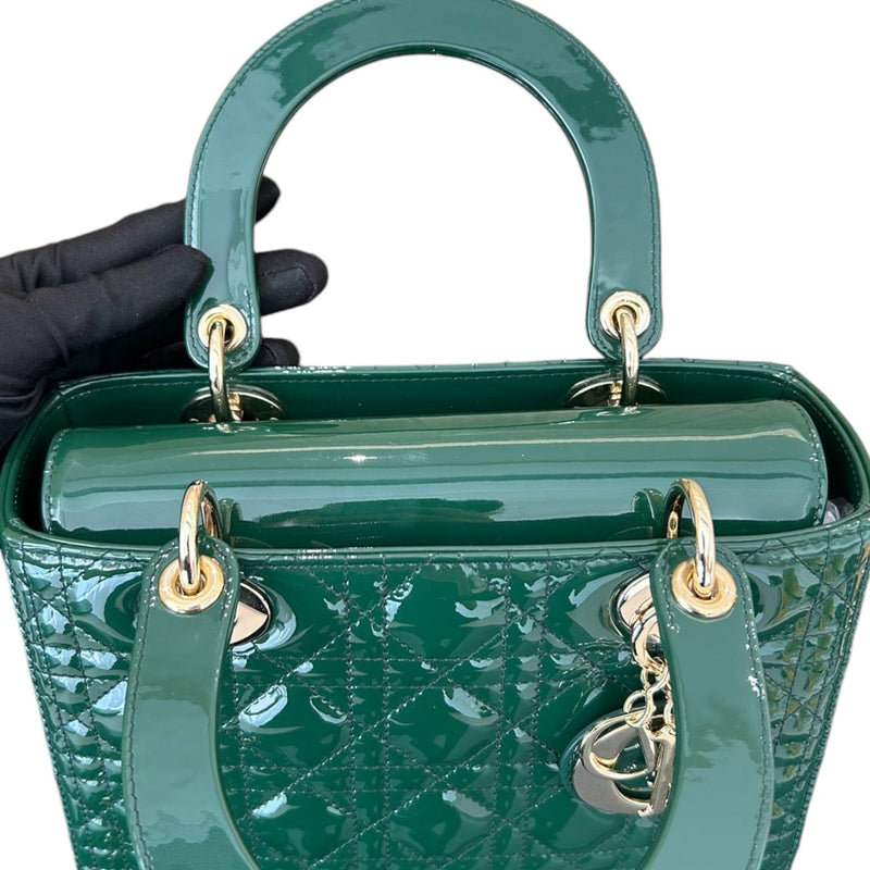 Lady Dior Medium Patent Green GHW