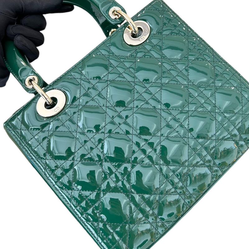 Lady Dior Medium Patent Green GHW