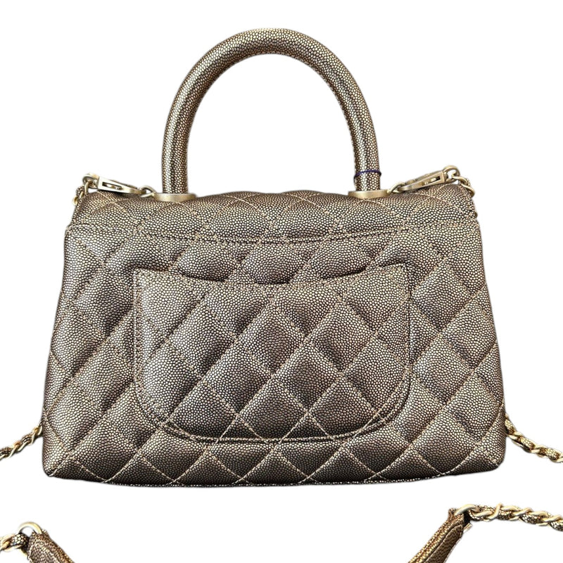 Coco Handle Flap Mini Metallic Caviar Quilted Gold GHW