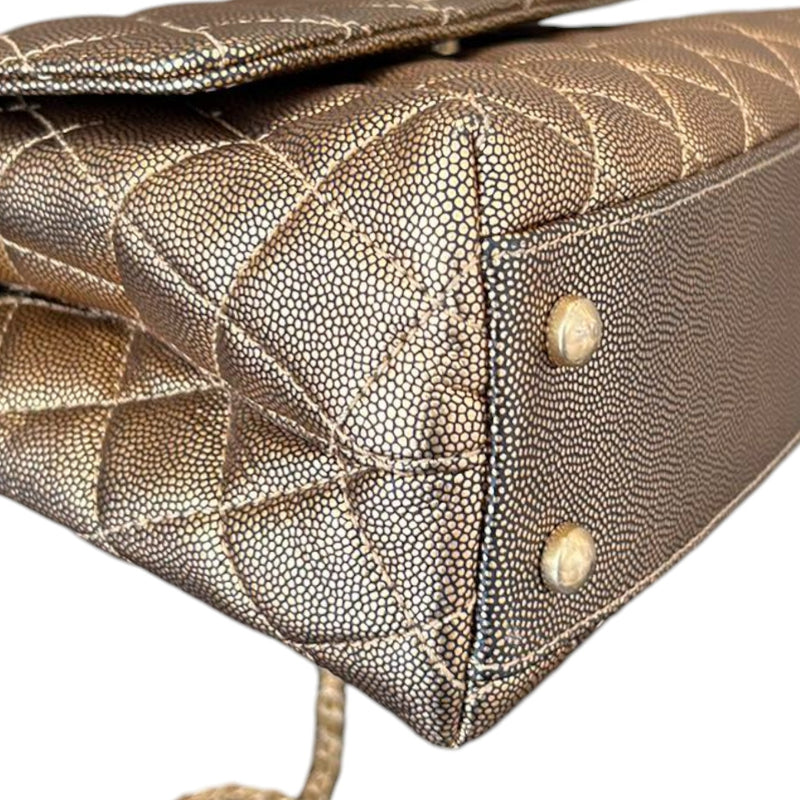 Coco Handle Flap Mini Metallic Caviar Quilted Gold GHW