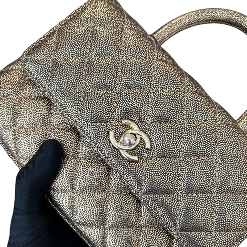 Coco Handle Flap Mini Metallic Caviar Quilted Gold GHW