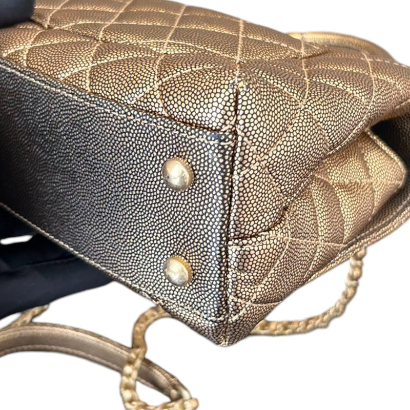 Coco Handle Flap Mini Metallic Caviar Quilted Gold GHW