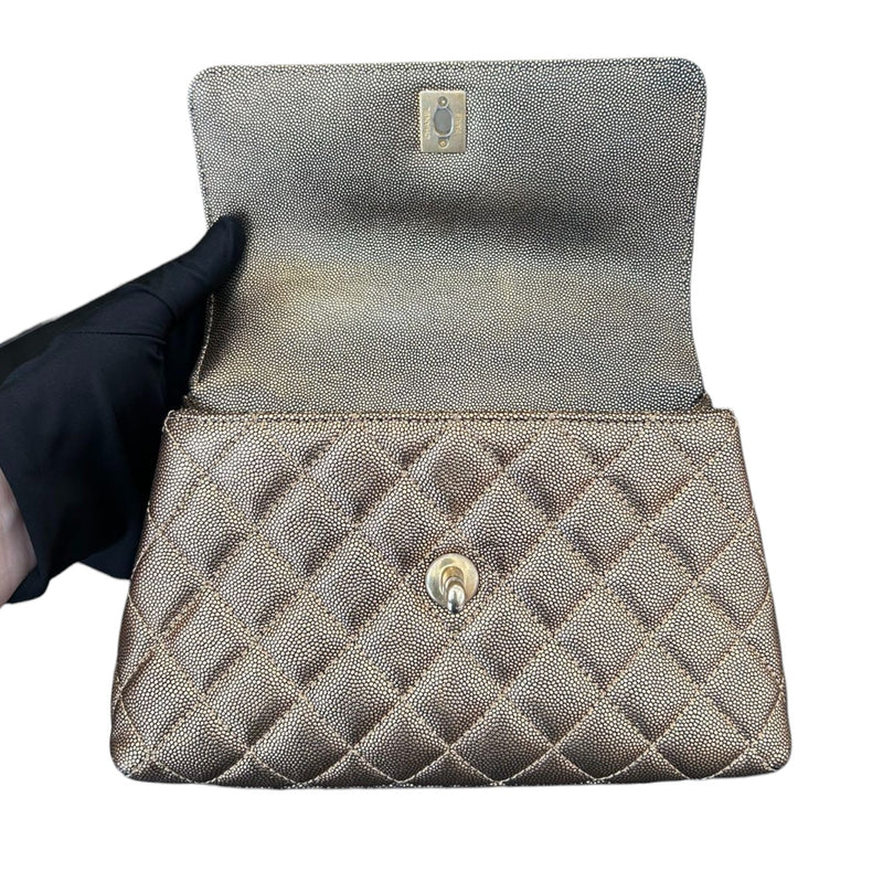 Coco Handle Flap Mini Metallic Caviar Quilted Gold GHW