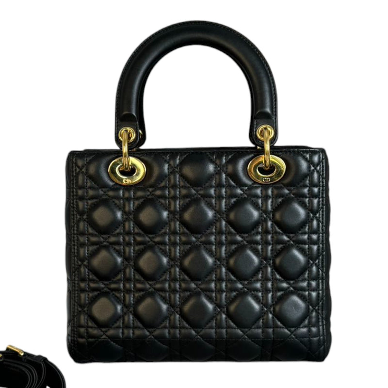 Lady Dior Medium Lambskin Cannage Black GHW