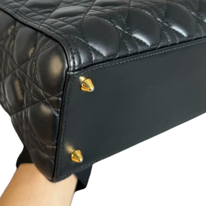 Lady Dior Medium Lambskin Cannage Black GHW