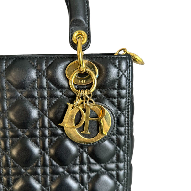 Lady Dior Medium Lambskin Cannage Black GHW