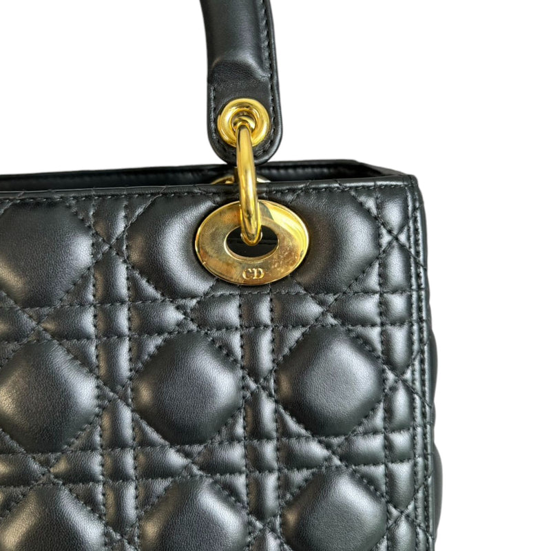 Lady Dior Medium Lambskin Cannage Black GHW