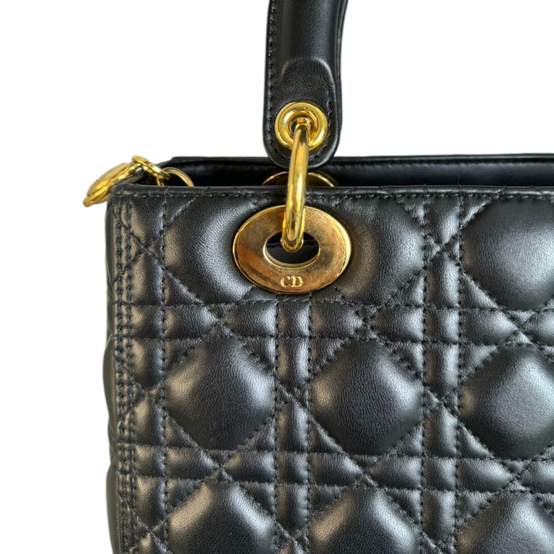 Lady Dior Medium Lambskin Cannage Black GHW