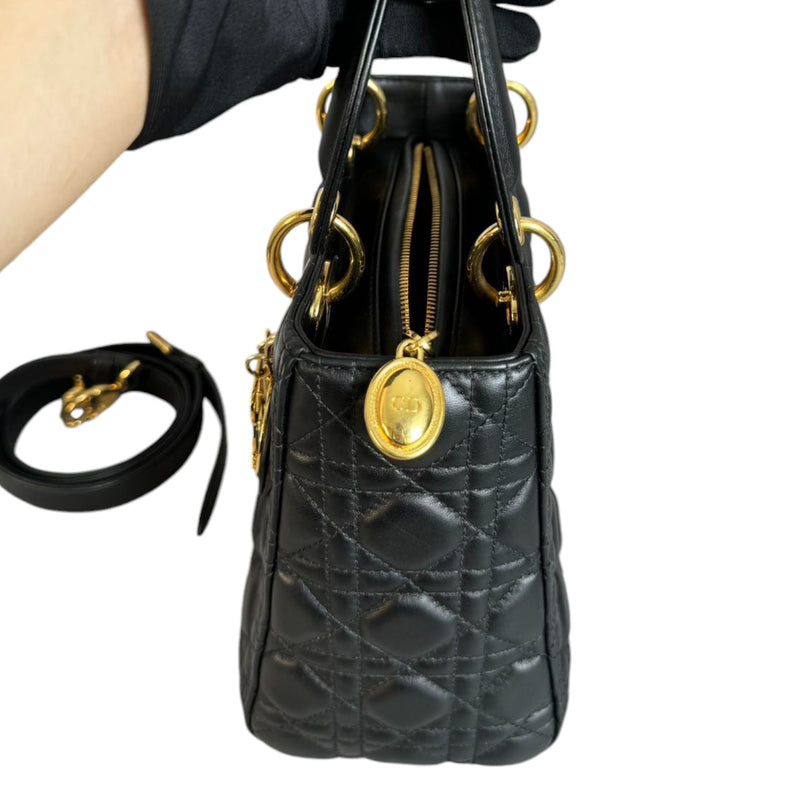 Lady Dior Medium Lambskin Cannage Black GHW