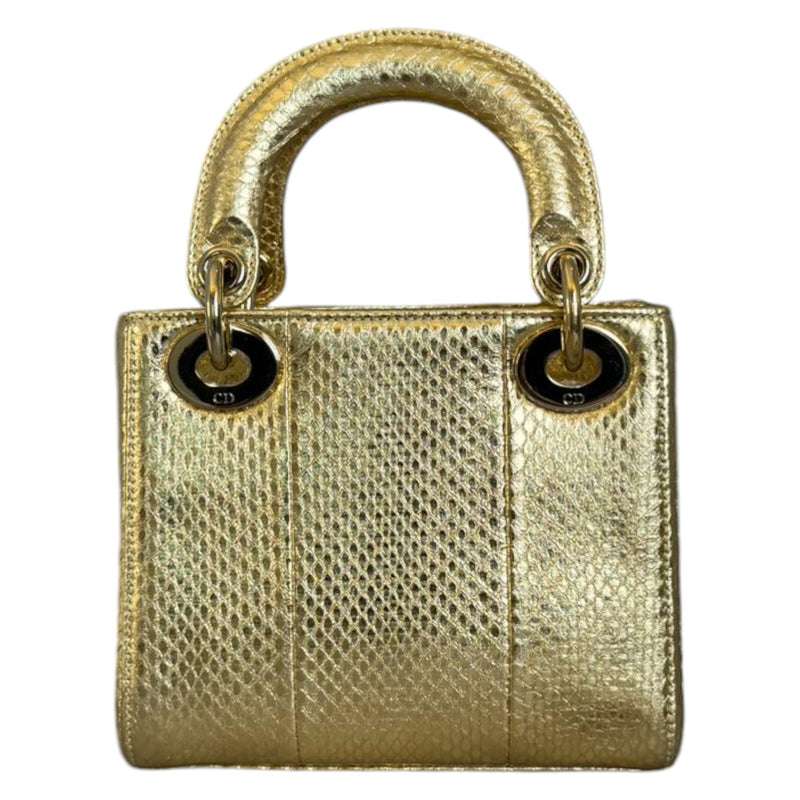 Lady Dior Mini Python Quilted Gold GHW