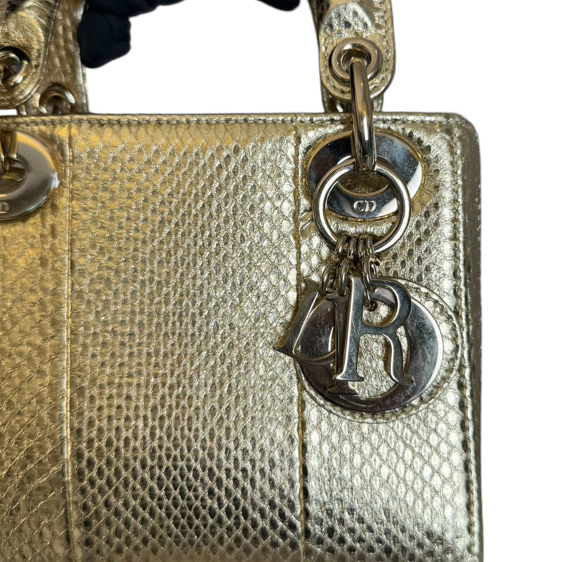 Lady Dior Mini Python Quilted Gold GHW