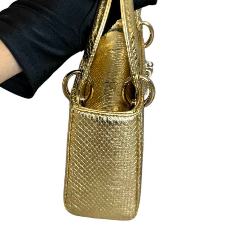 Lady Dior Mini Python Quilted Gold GHW