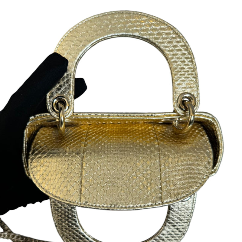 Lady Dior Mini Python Quilted Gold GHW