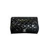 Rectangular Flap Mini Patent Calfskin Quilted Black SHW