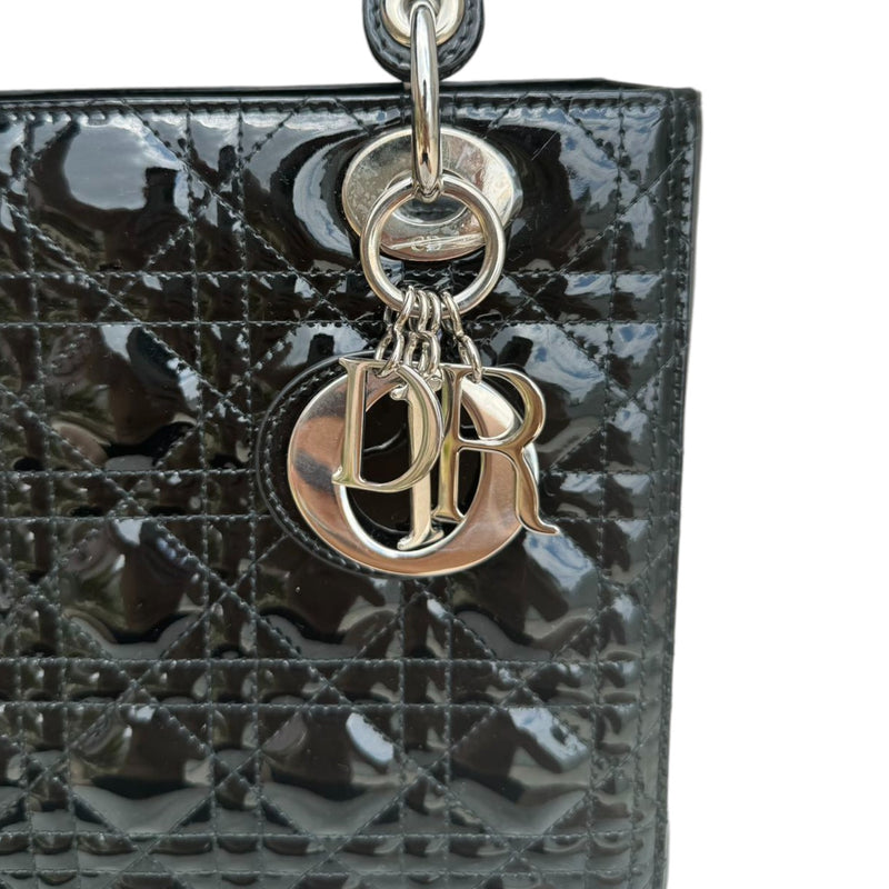 Lady Dior Medium Patent Black SHW