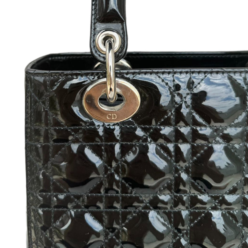 Lady Dior Medium Patent Black SHW