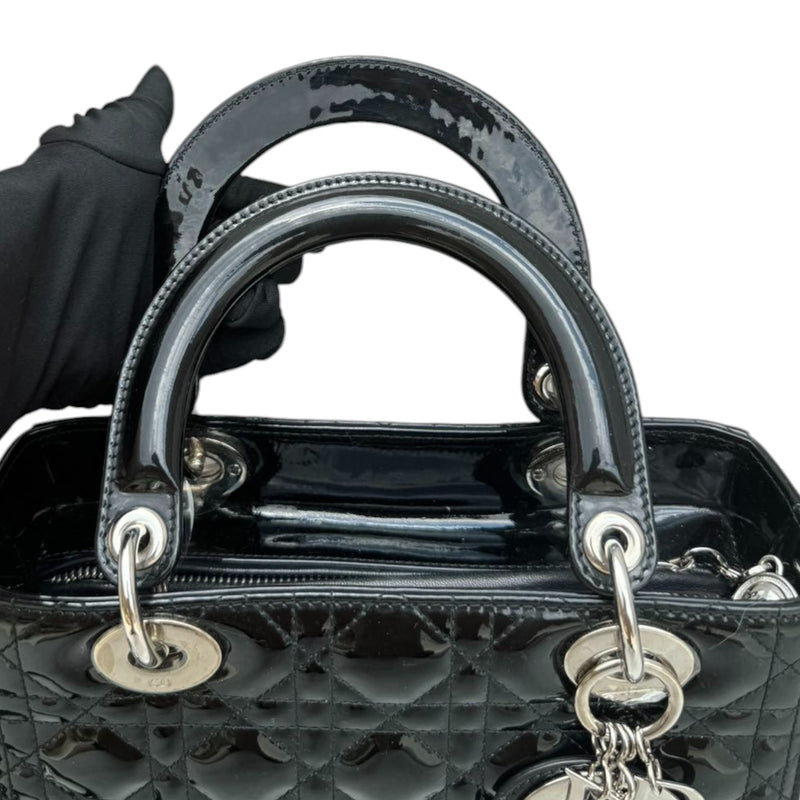 Lady Dior Medium Patent Black SHW