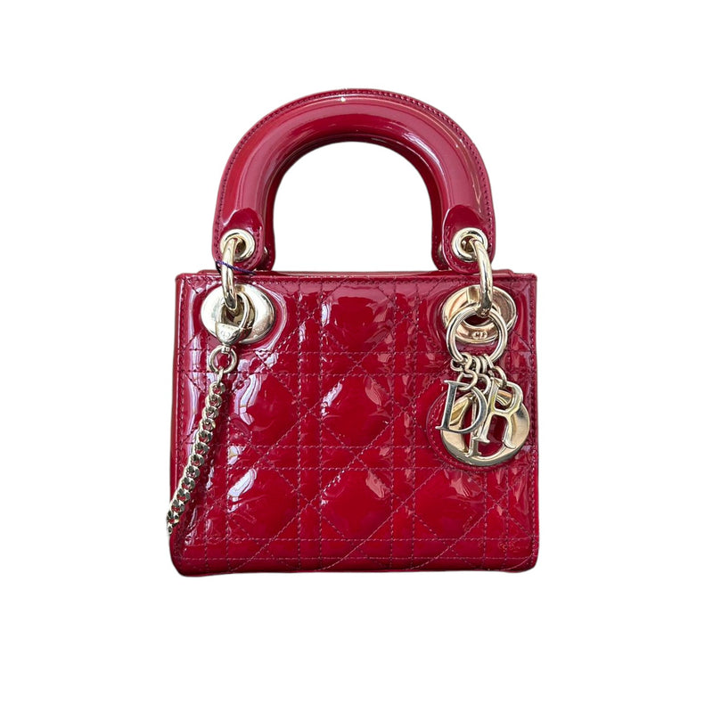 Lady Dior Mini Patent Cannage Red GHW