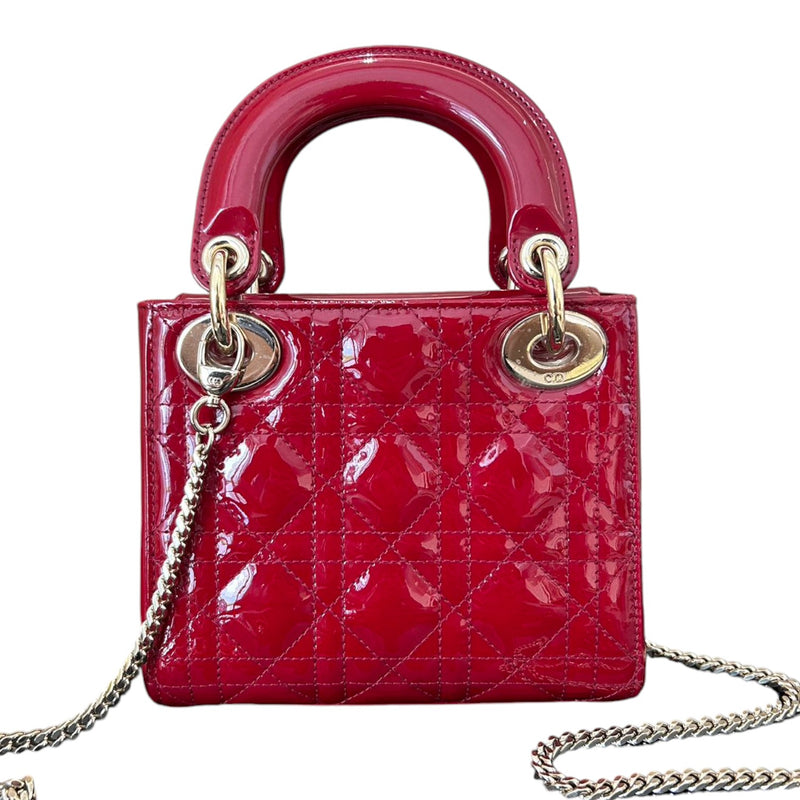 Lady Dior Mini Patent Cannage Red GHW