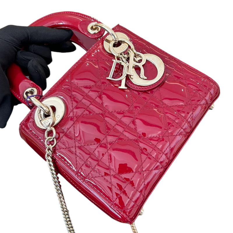 Lady Dior Mini Patent Cannage Red GHW