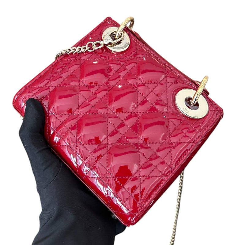 Lady Dior Mini Patent Cannage Red GHW