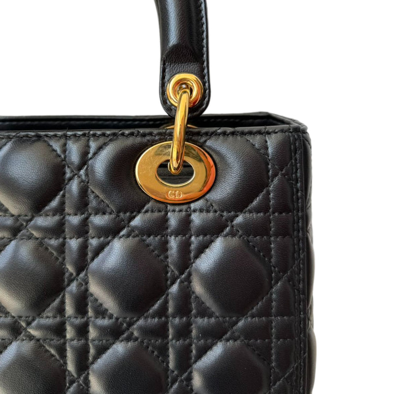 Lady Dior Medium Lambskin Quilted Black GHW