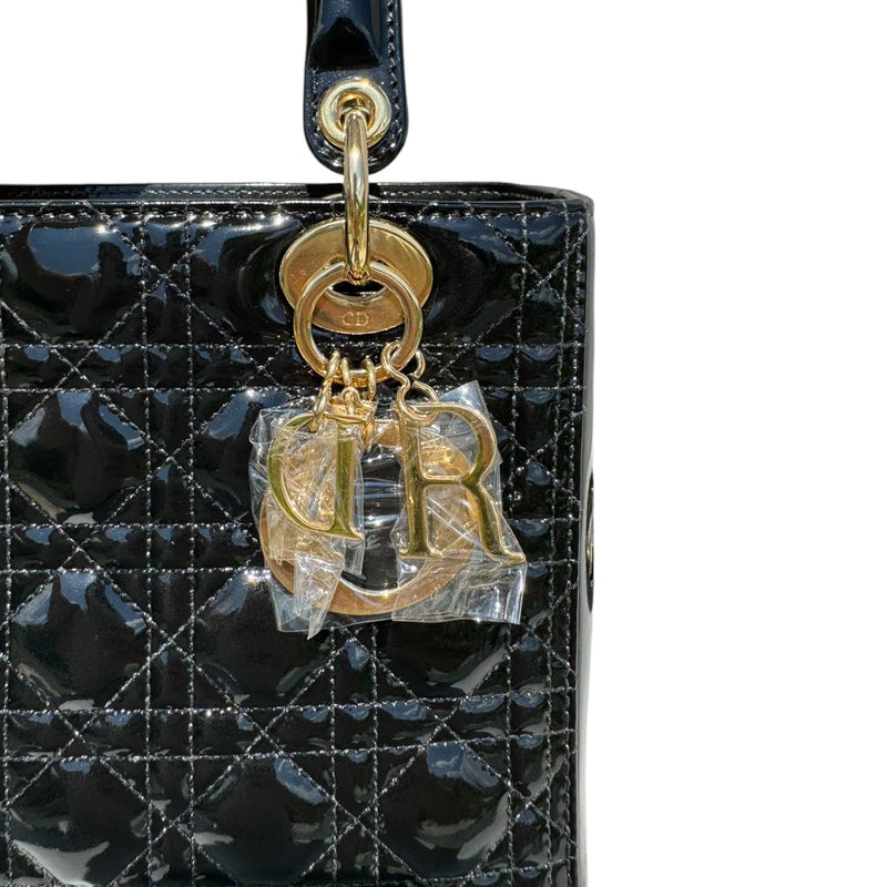 Lady Dior Medium Patent Quilted Black GHW