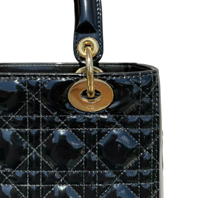 Lady Dior Medium Patent Quilted Black GHW