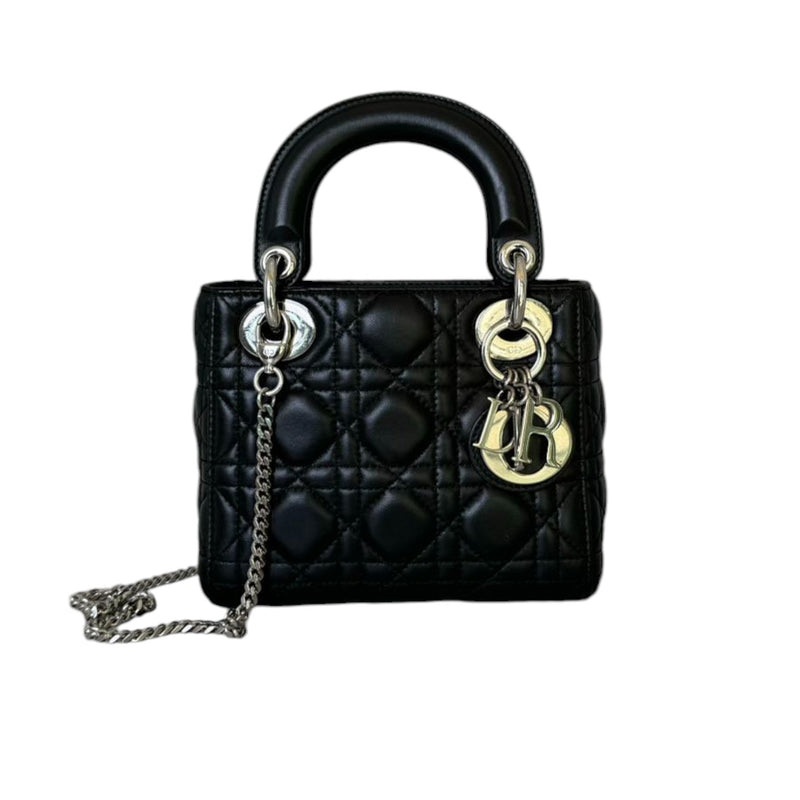 Lady Dior Mini Lambskin Cannage Black SHW