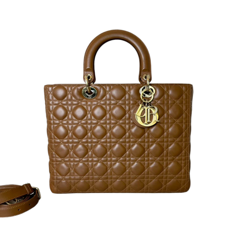 Lady Dior Lambskin Cannage Brown GHW