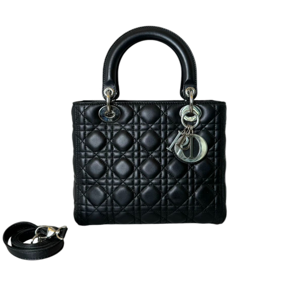 Medium Lady Dior Lambskin Cannage Black SHW