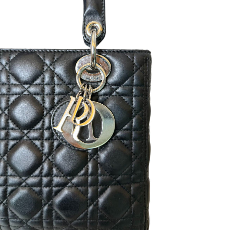 Medium Lady Dior Lambskin Cannage Black SHW