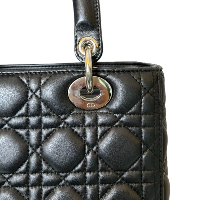 Medium Lady Dior Lambskin Cannage Black SHW