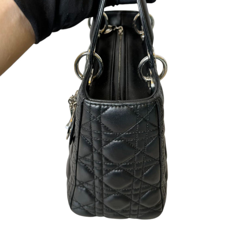 Medium Lady Dior Lambskin Cannage Black SHW