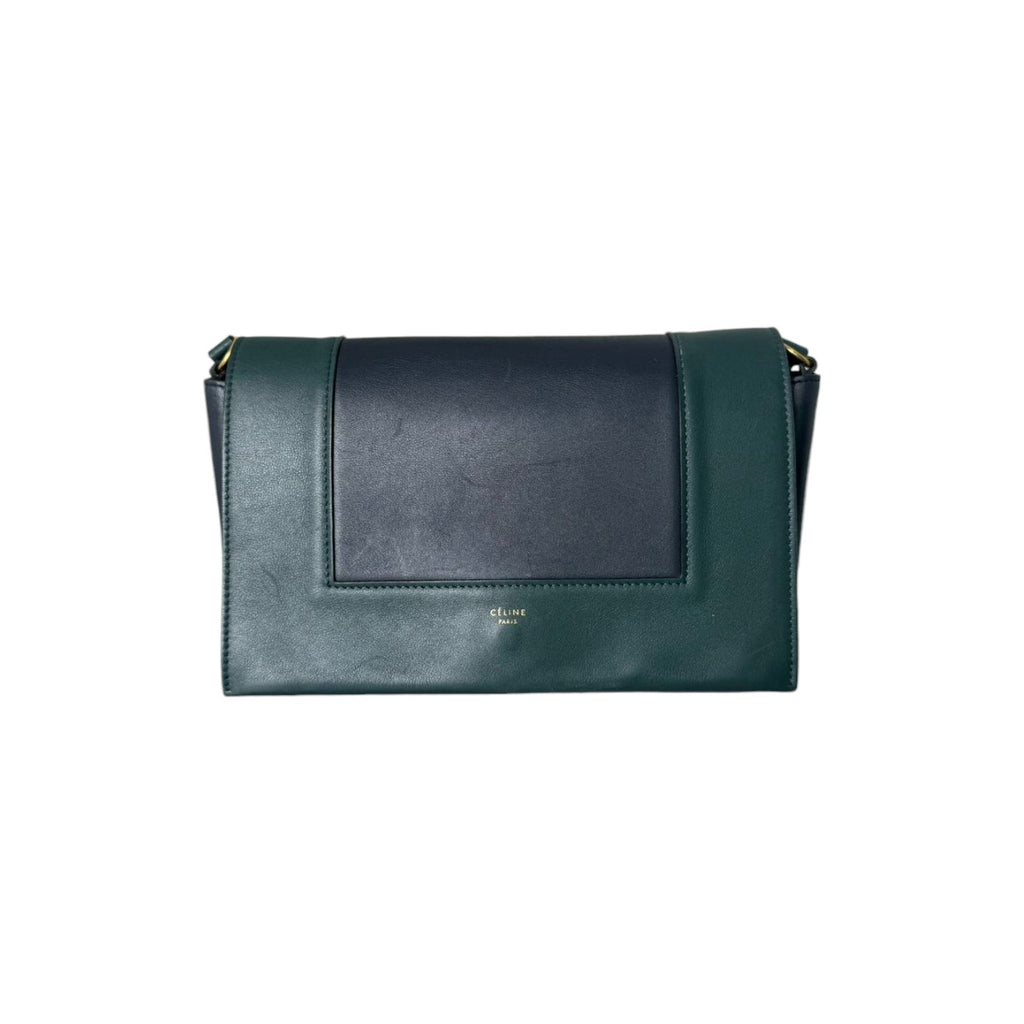 Frame Amazone Medium Shoulder Calfskin Navy Green GHW