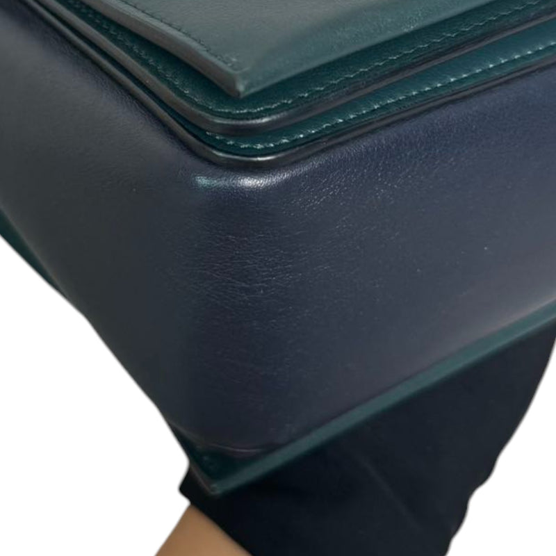 Frame Amazone Medium Shoulder Calfskin Navy Green GHW